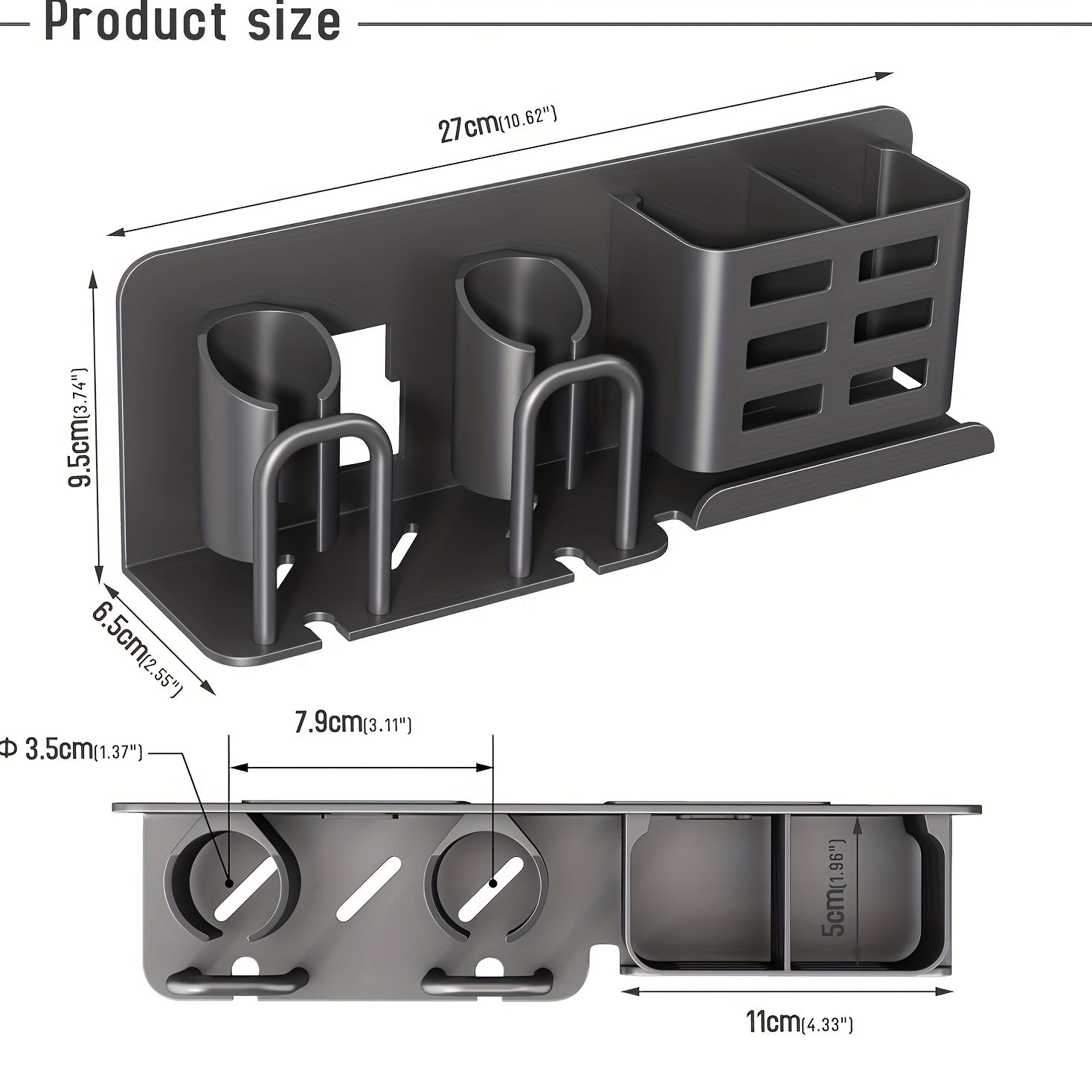 Wall-Mounted Aluminium Toothbrush Holder with Drainage
