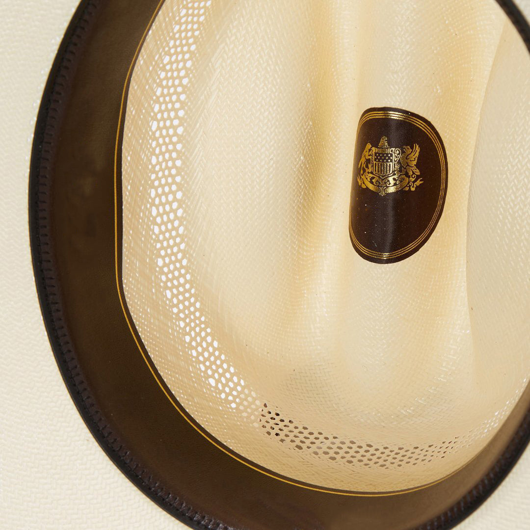 Straw Cowboy Hat with Leather Hatband, Cattleman Crown