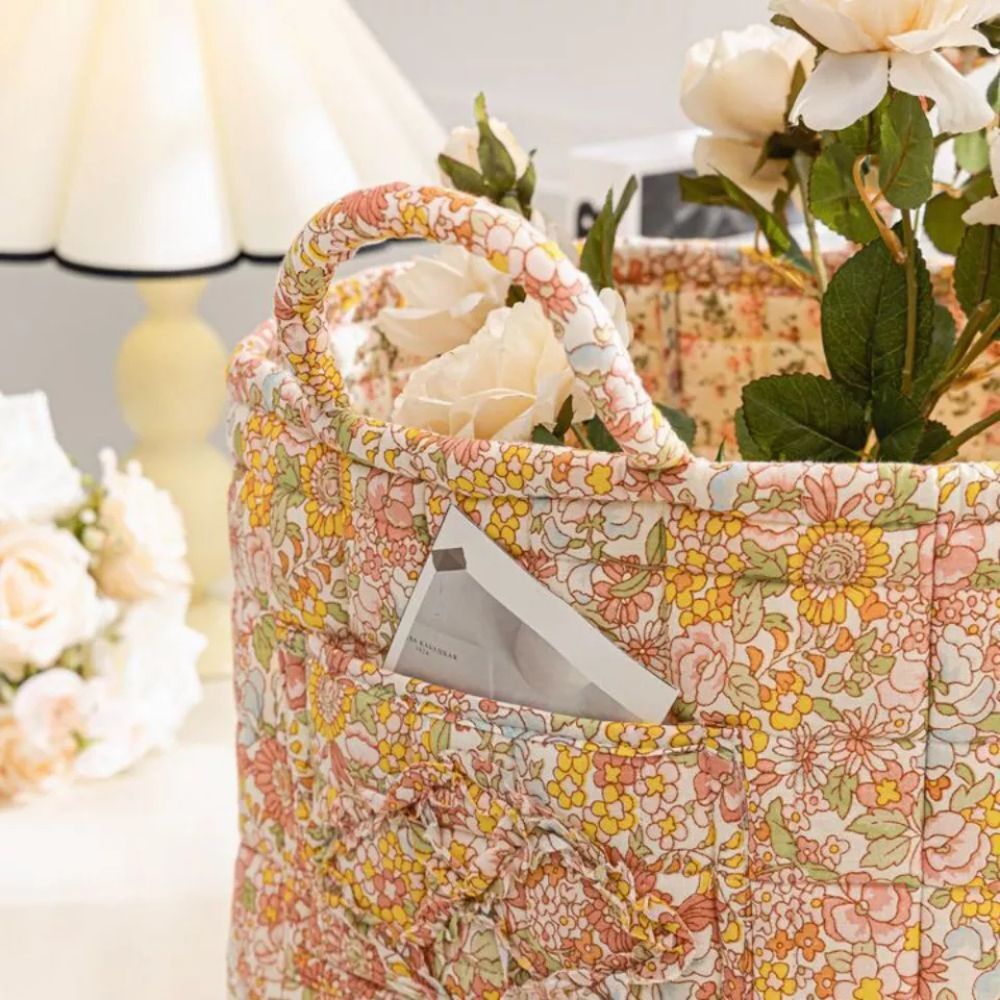 Floral Canvas Storage Basket - Decorative Home Organiser