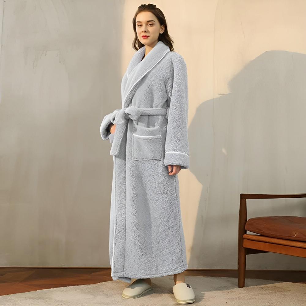 Coral Fleece Sherpa Bathrobe, Unisex Cosy Robe