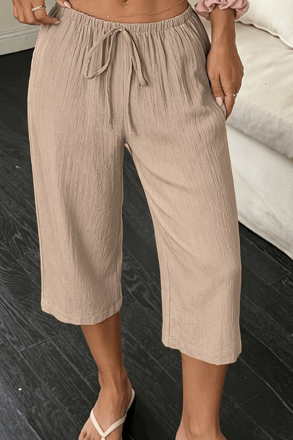 Relaxed Wide-Leg Cropped Summer Pants for Women