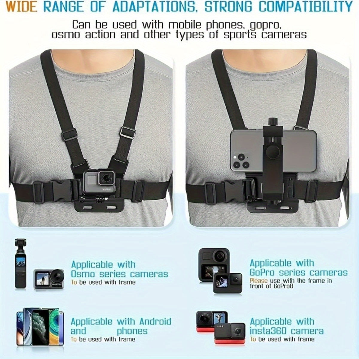 Adjustable Phone Chest Mount Harness for POV Filming