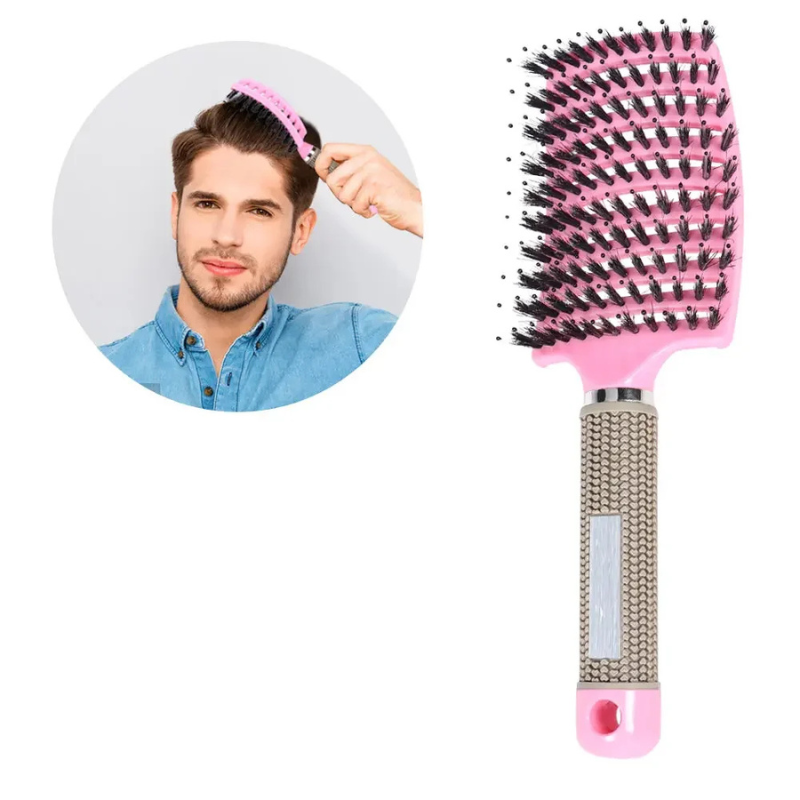 Detangling Hair Brush with Curved Bristle Design