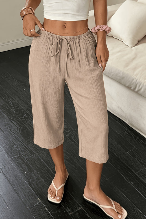 Relaxed Wide-Leg Cropped Summer Pants for Women