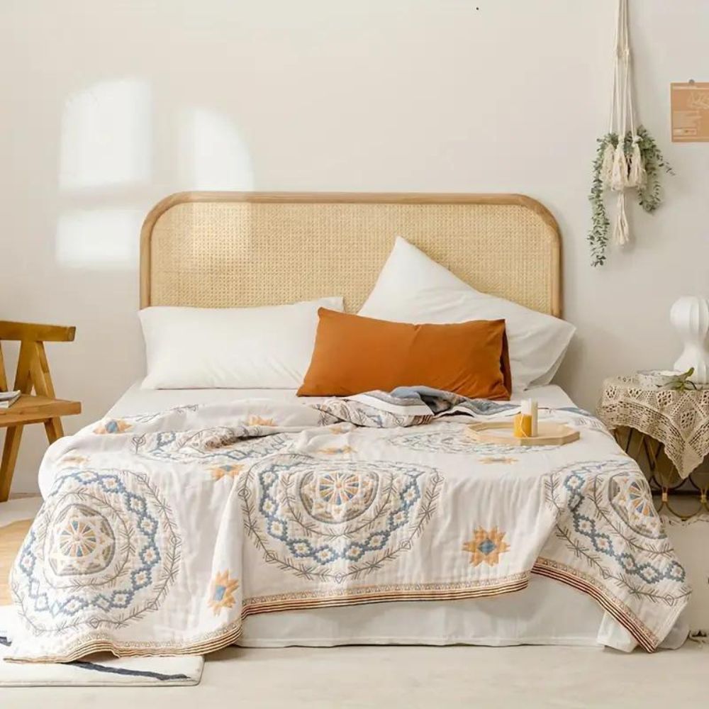 Serene Mandala Cotton Throw Blanket - Boho Style