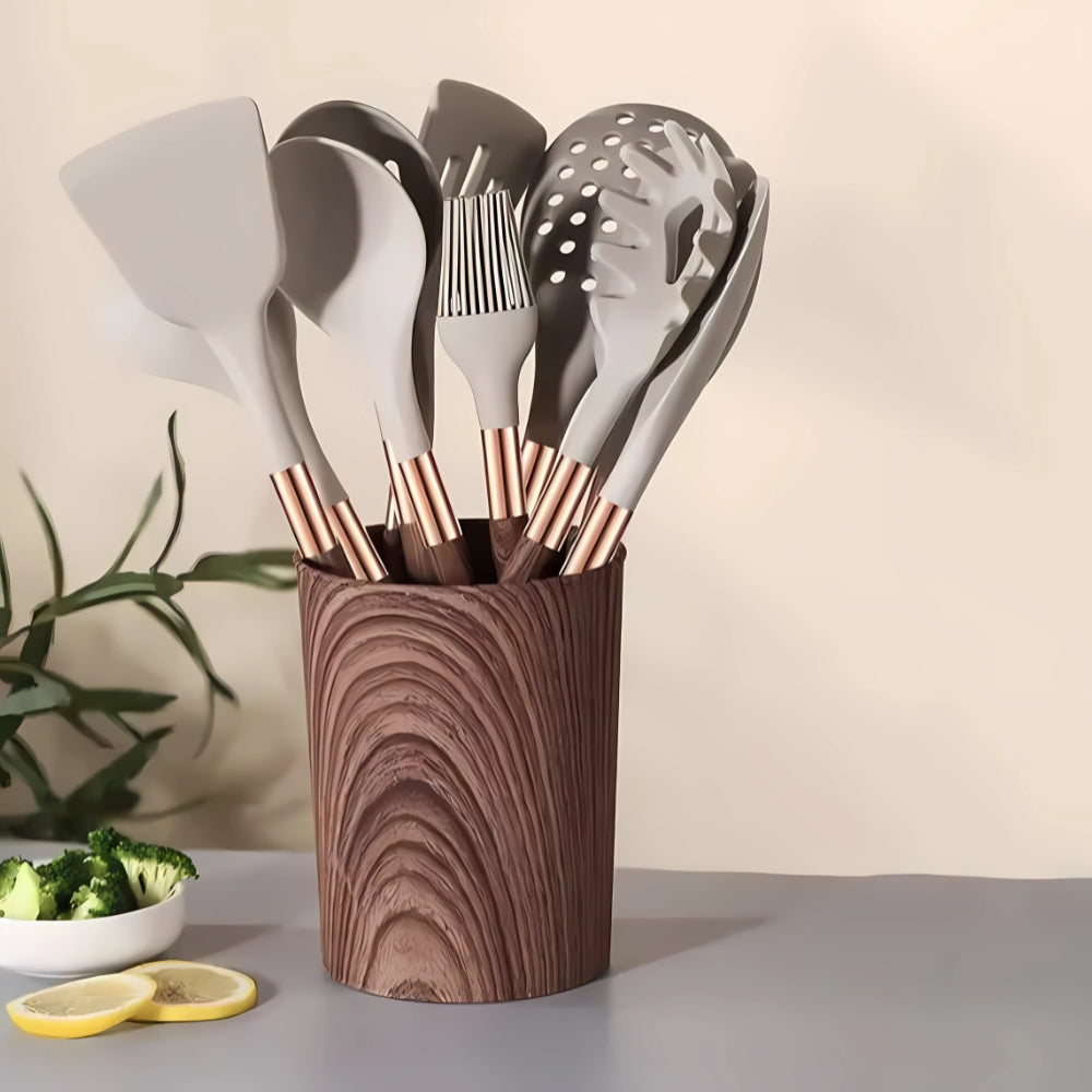 Luxe Silicone Cooking Utensils Set - 10-Piece Kitchen Tools
