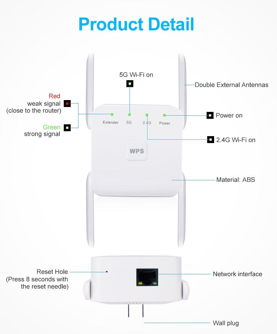 Dual-Band WiFi Booster & Signal Extender