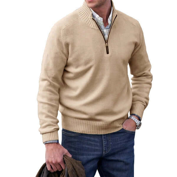 Men's Cashmere-Feel Zip Sweater
