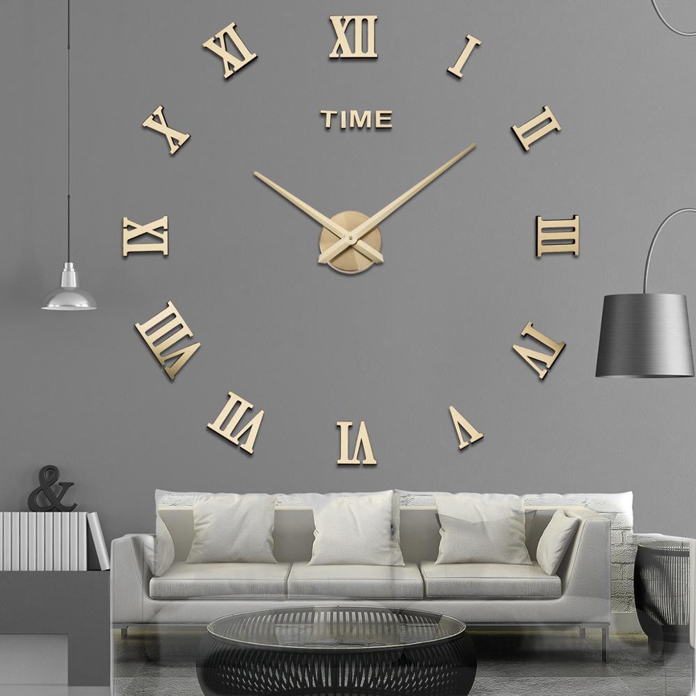 Modern Wall Clock – Roman Numeral Silver Mirror Design