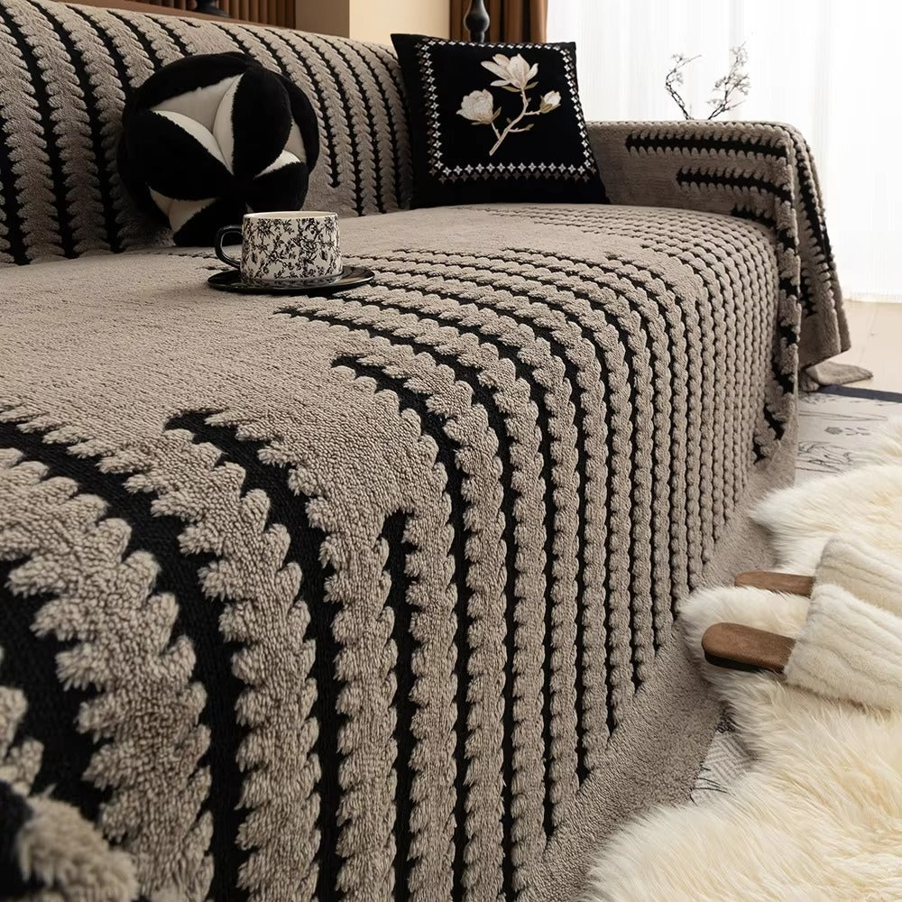Plush Tufted Couch Cover, Vintage-Style Sofa Throw