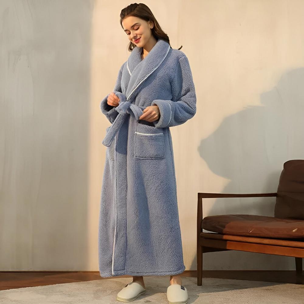 Coral Fleece Sherpa Bathrobe, Unisex Cosy Robe