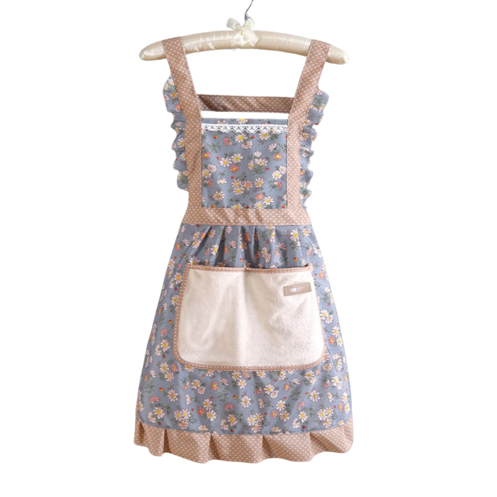 Floral Kitchen Apron - Waterproof Oil-Resistant Cotton
