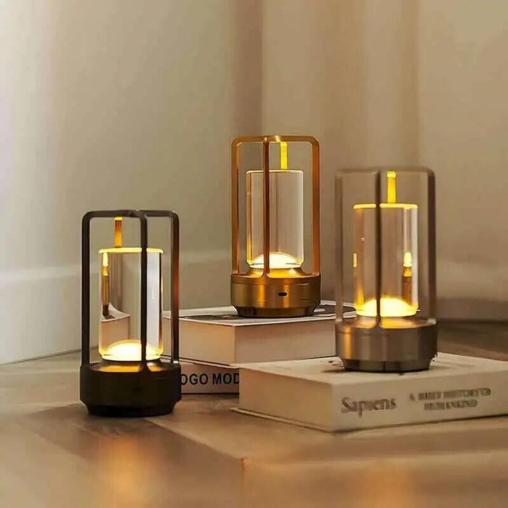 Nordic Crystal Table Lantern - Cordless Rechargeable LED Lamp