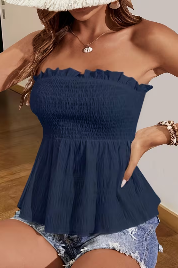 Women's Backless Bandeau Tube Top with Flared Hem