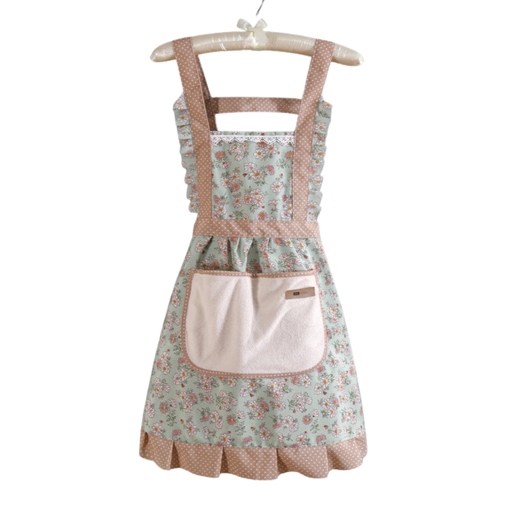 Floral Kitchen Apron - Waterproof Oil-Resistant Cotton