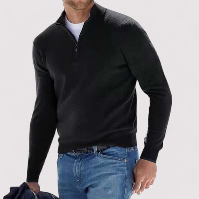 Men's Half-Zip Sweater with Cashmere-Soft Feel