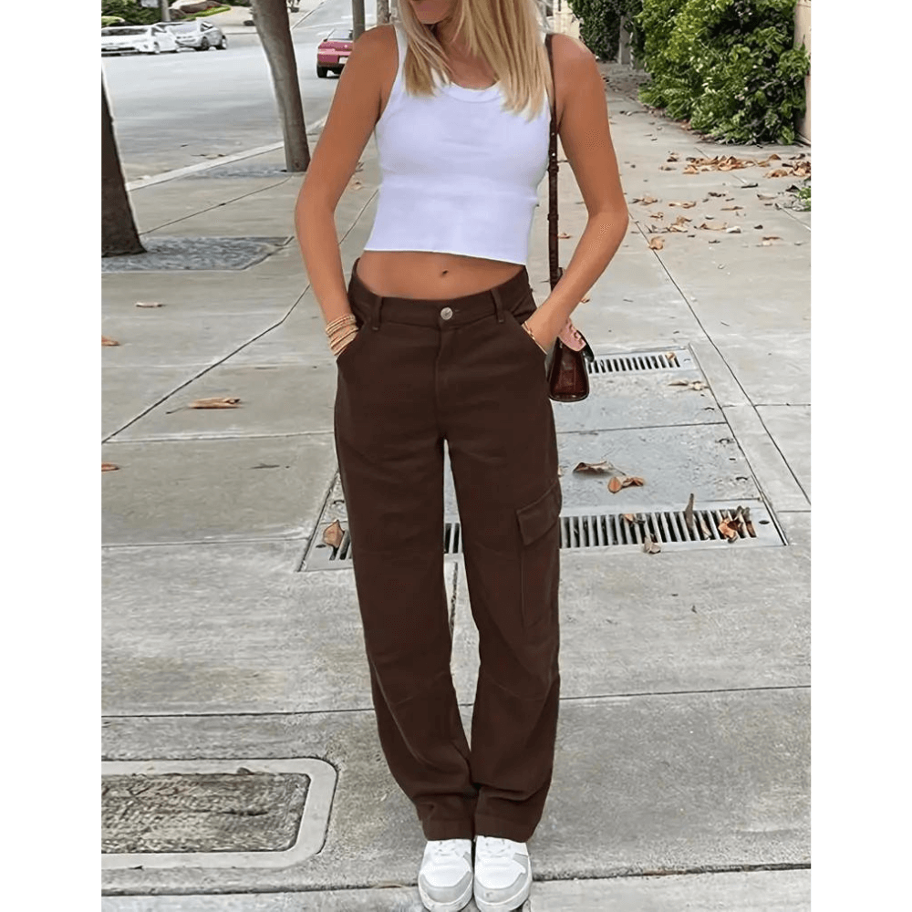 Women's Casual Cargo Trousers - Comfortable Relaxed Fit