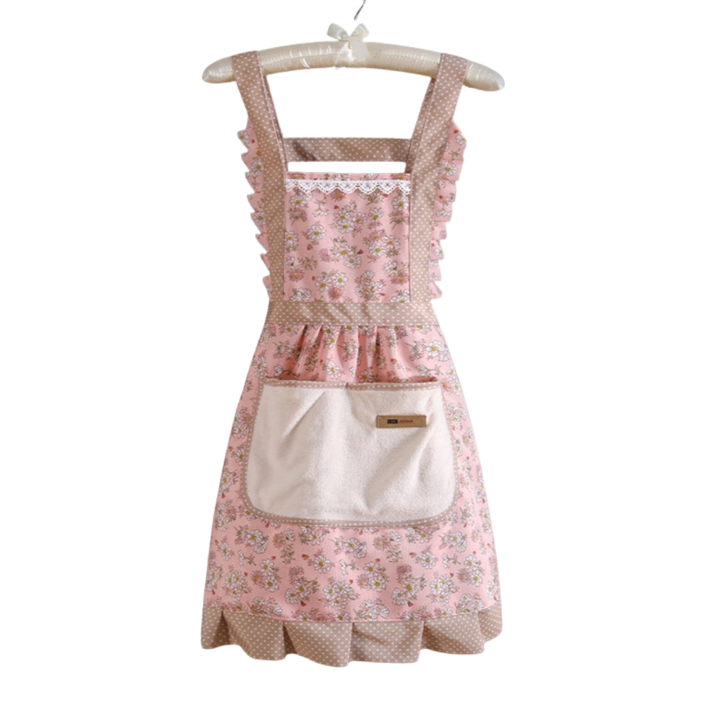 Floral Kitchen Apron - Waterproof Oil-Resistant Cotton