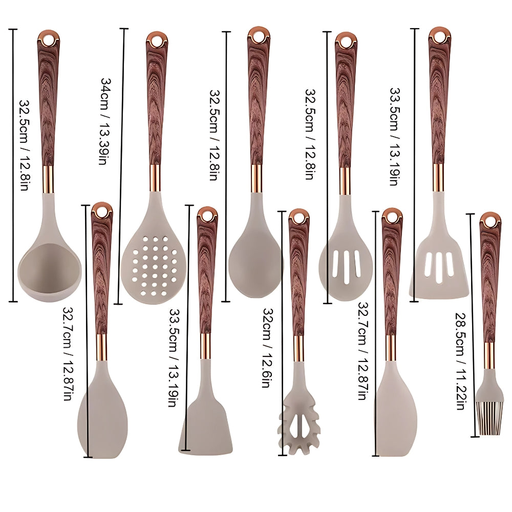 Luxe Silicone Cooking Utensils Set - 10-Piece Kitchen Tools