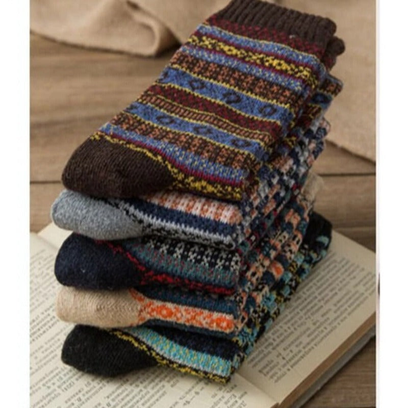 Thermal Wool Blend Socks - Nordic Pattern Winter Warmers