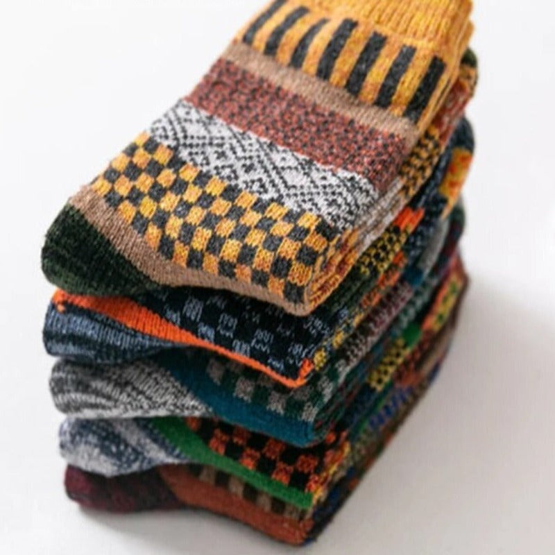 Thermal Wool Blend Socks - Nordic Pattern Winter Warmers
