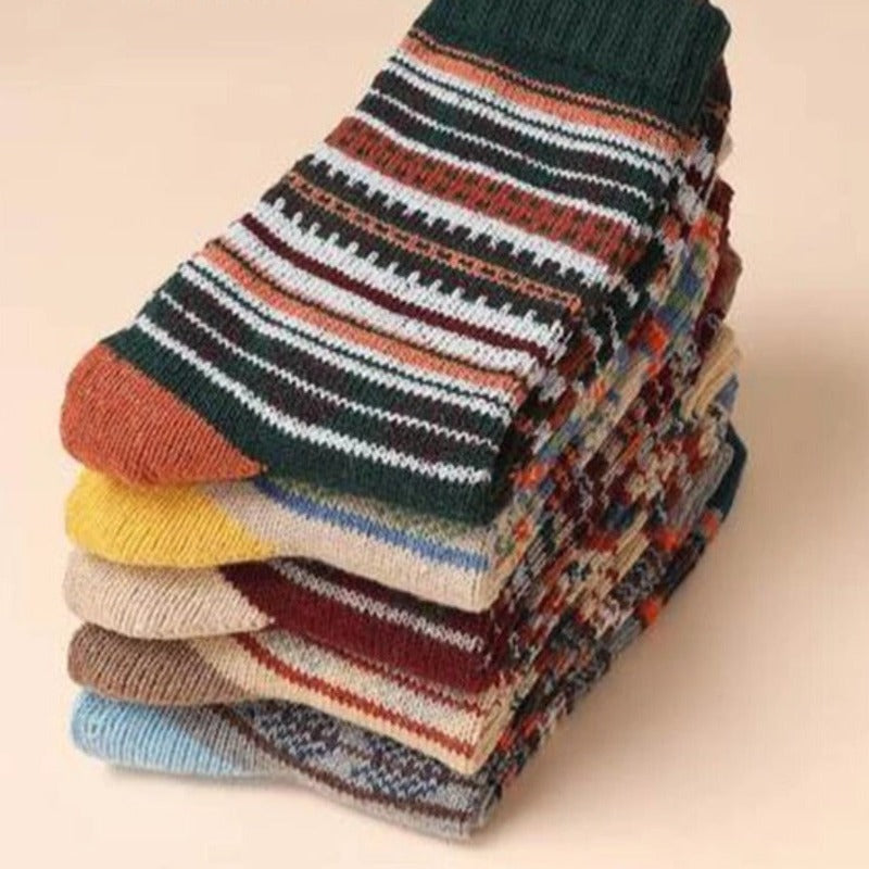Thermal Wool Blend Socks - Nordic Pattern Winter Warmers