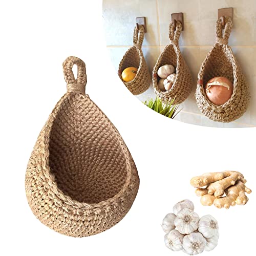 Handwoven Jute Hanging Wall Storage Baskets