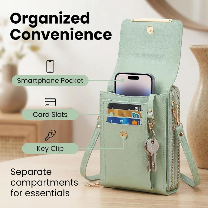 RFID Anti-Theft Crossbody Phone Wallet, Fits 6.7" Phones