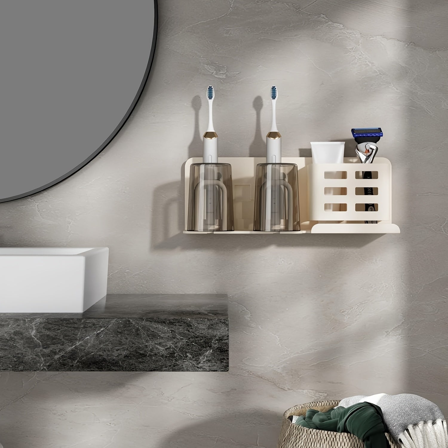 Wall-Mounted Aluminium Toothbrush Holder with Drainage