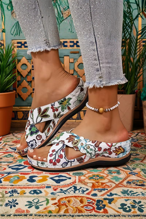 Perforated Wedge Slip-On Sandals with Cushioned Comfort