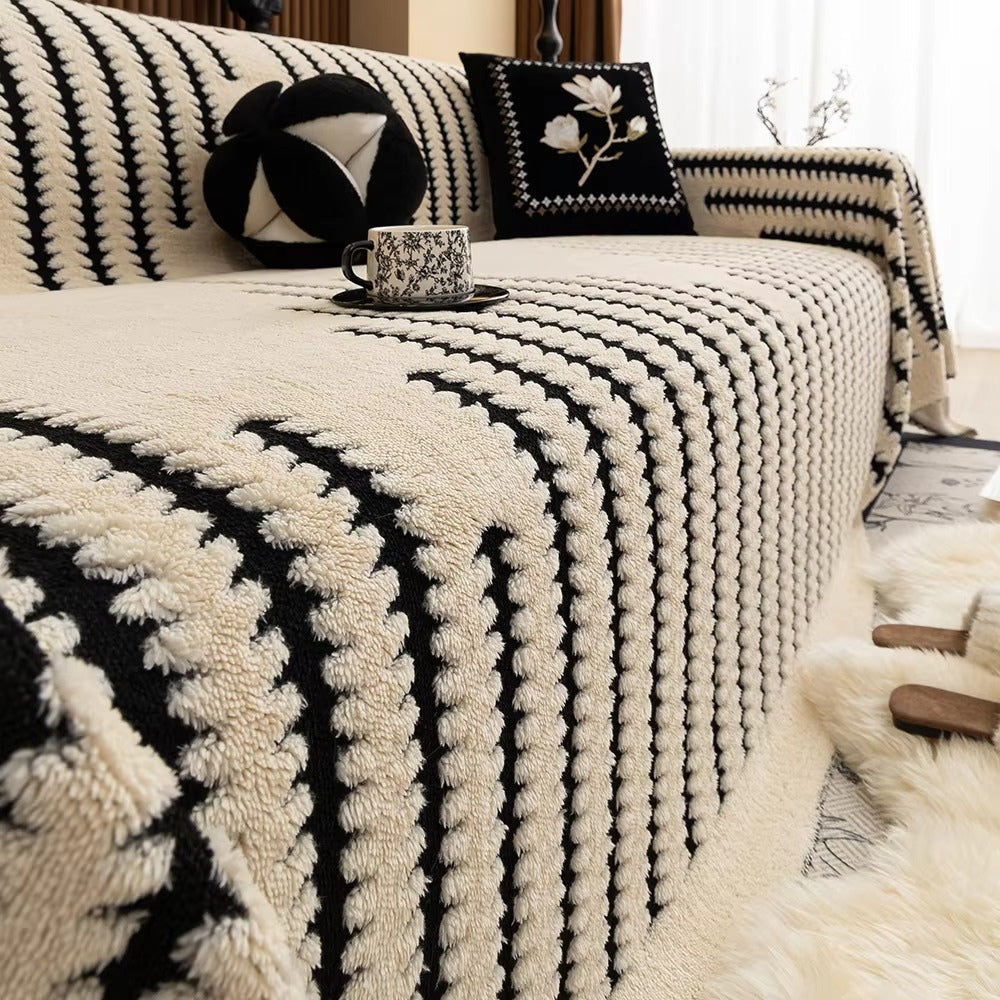 Plush Tufted Couch Cover, Vintage-Style Sofa Throw