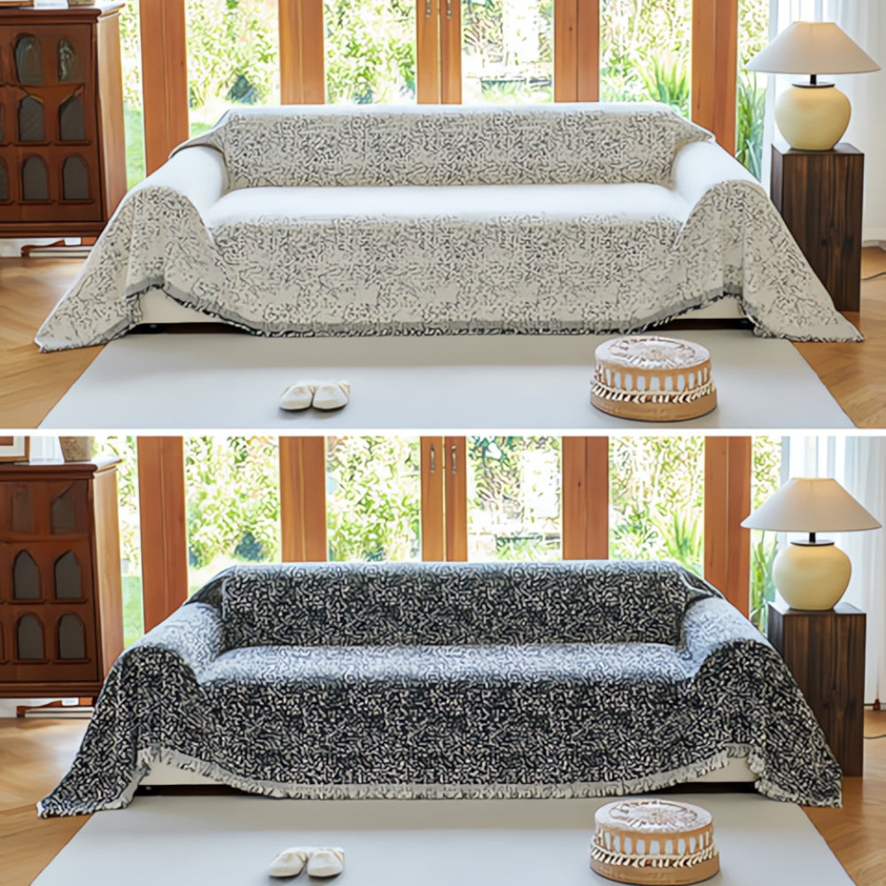 Nordic Reversible Couch Cover, Boho Sofa Protector