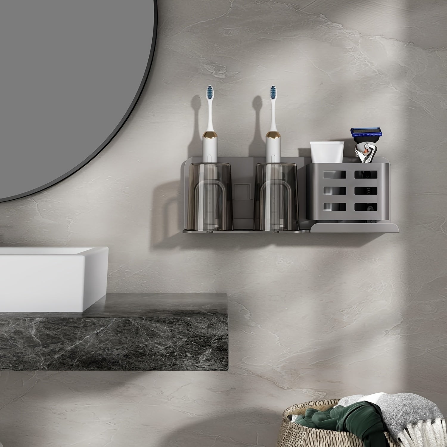 Wall-Mounted Aluminium Toothbrush Holder with Drainage