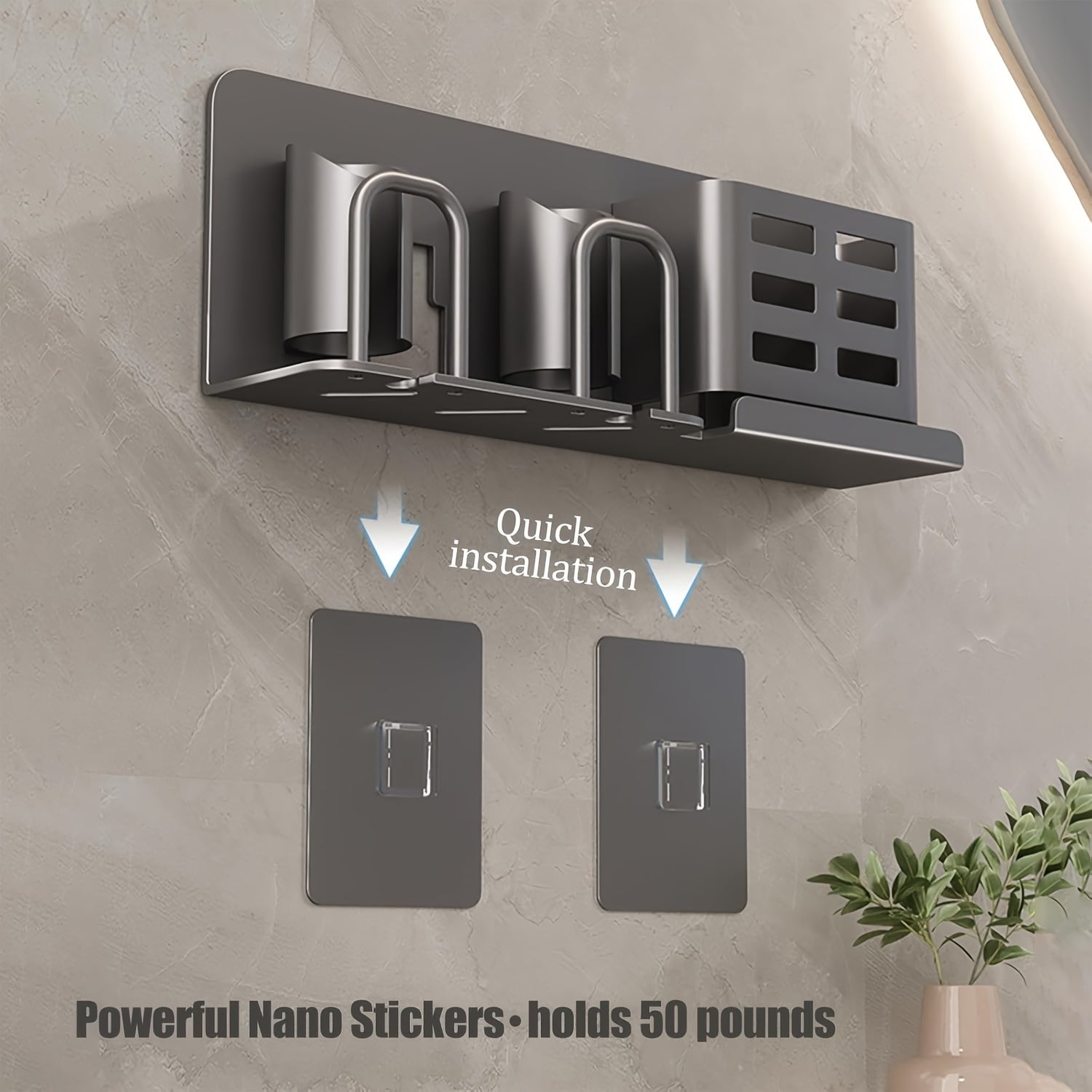 Wall-Mounted Aluminium Toothbrush Holder with Drainage