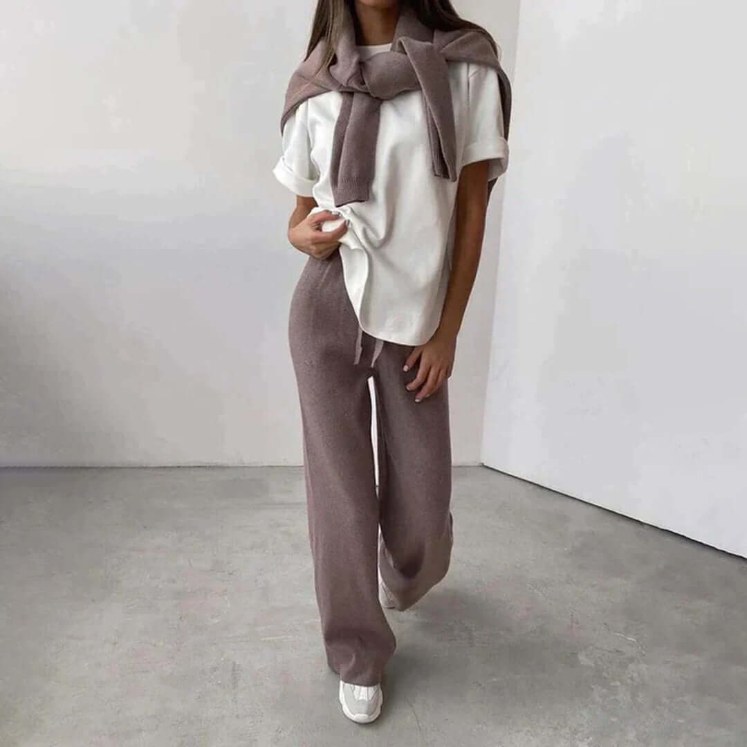 Women's Soft Cashmere-Feel Sweater and Pants Set