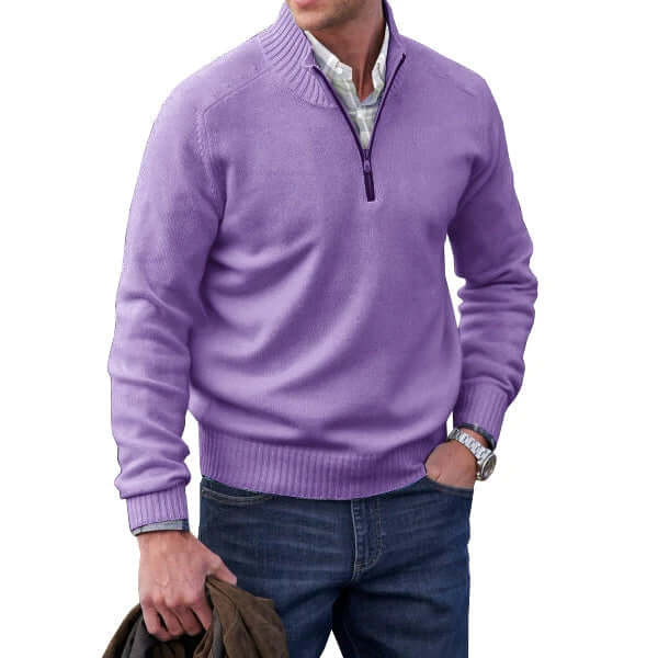 Men's Cashmere-Feel Zip Sweater
