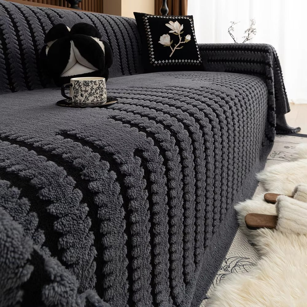 Plush Tufted Couch Cover, Vintage-Style Sofa Throw