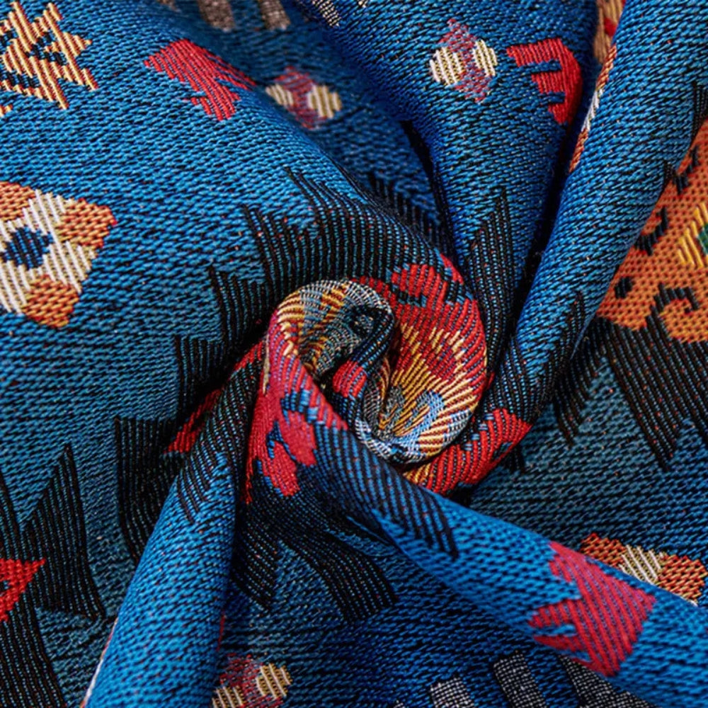 Boho Chenille Couch Cover, Geometric Jacquard Weave