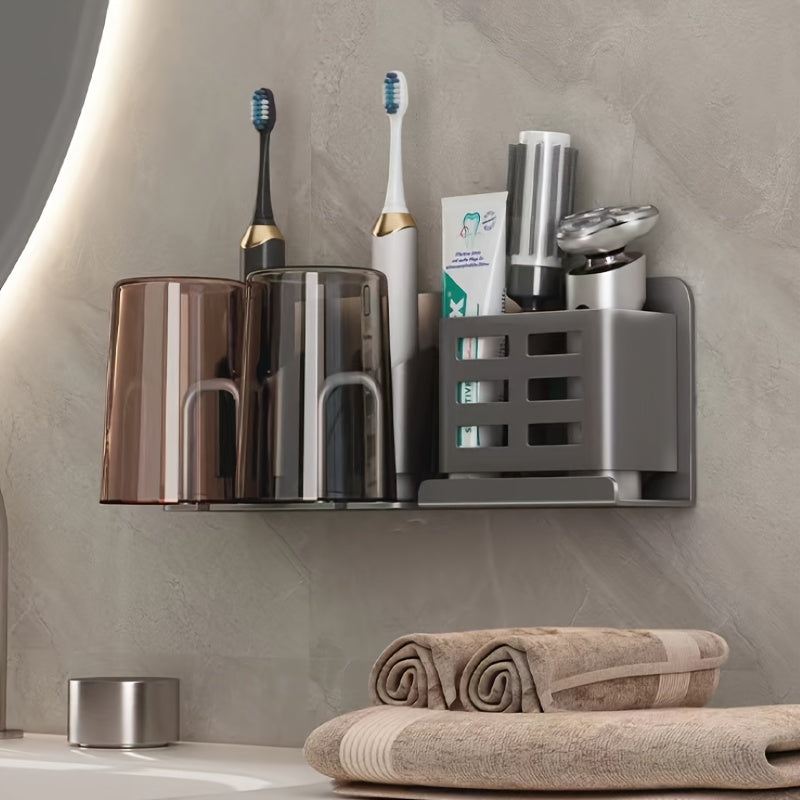 Wall-Mounted Aluminium Toothbrush Holder with Drainage