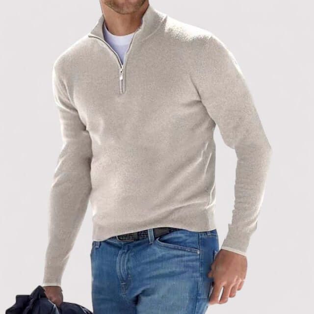 Men's Half-Zip Sweater with Cashmere-Soft Feel