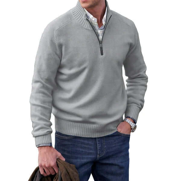 Men's Cashmere-Feel Zip Sweater