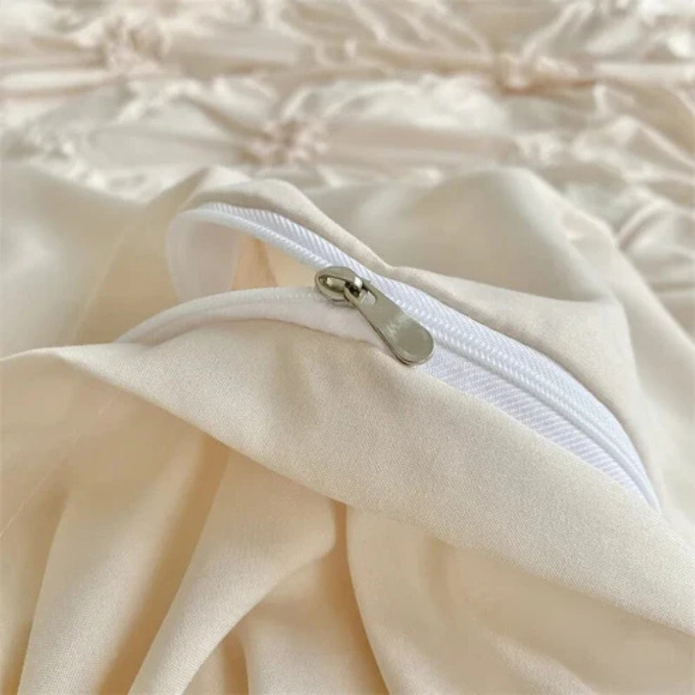Ruffle Flower Quilt Cover Set - Pinch-Pleated Design