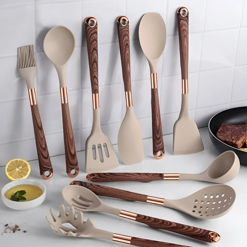Luxe Silicone Cooking Utensils Set - 10-Piece Kitchen Tools