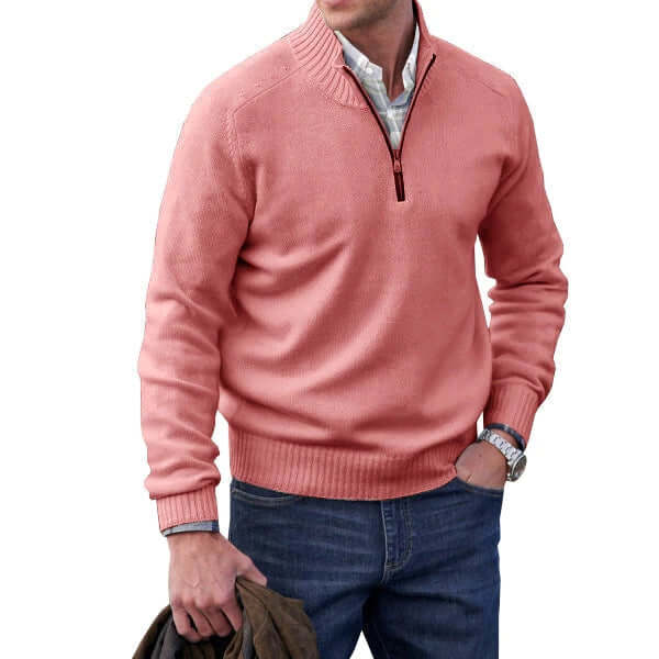 Men's Cashmere-Feel Zip Sweater