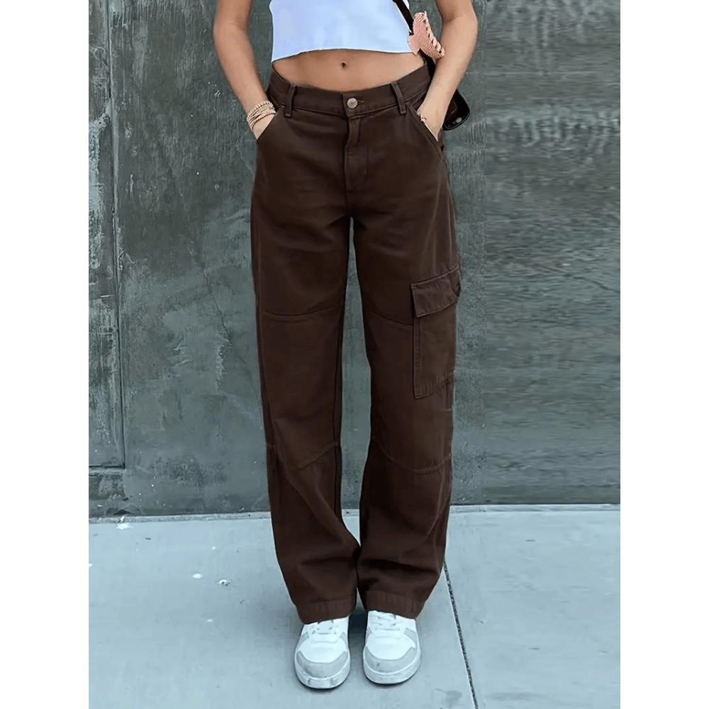 Women's Casual Cargo Trousers - Comfortable Relaxed Fit