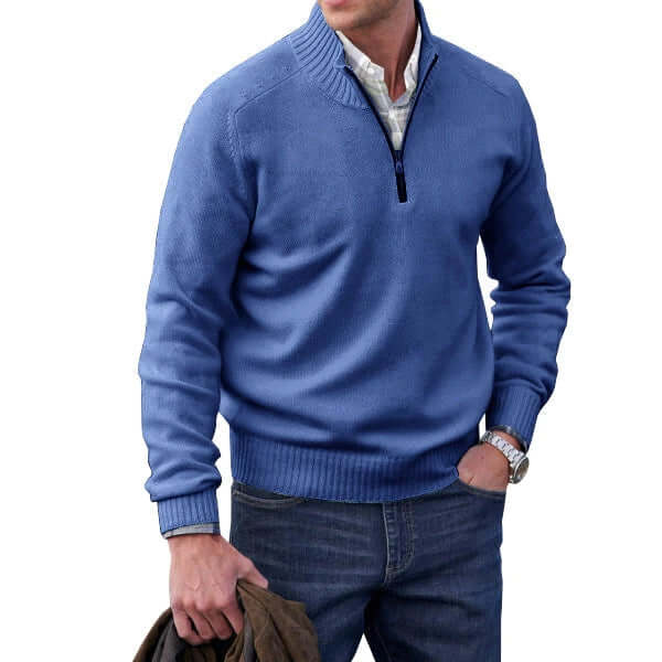 Men's Cashmere-Feel Zip Sweater