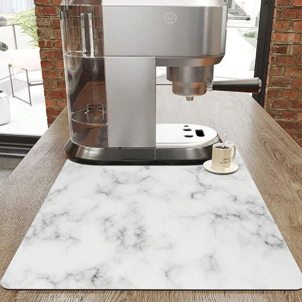 Marble Print Dish Drying Mat - Absorbent Kitchen Counter Mat