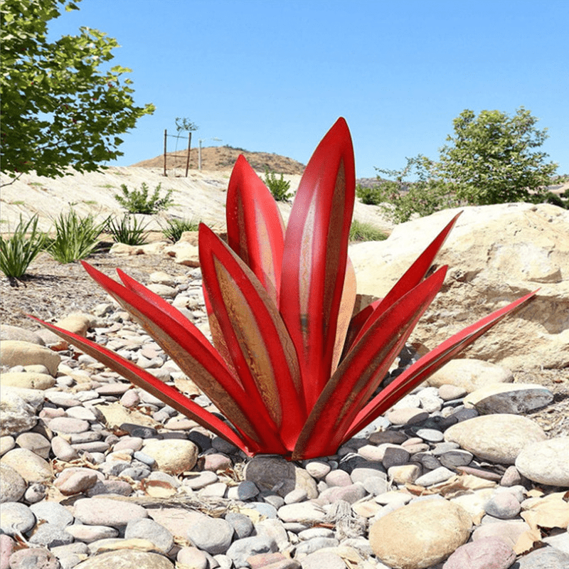 Solar Metal Agave Garden Light | Turquoise Copper Sculpture