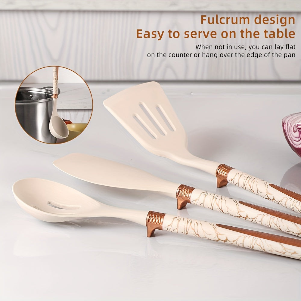 Silicone Kitchen Utensil Set with Wooden Handles, 12-Piece
