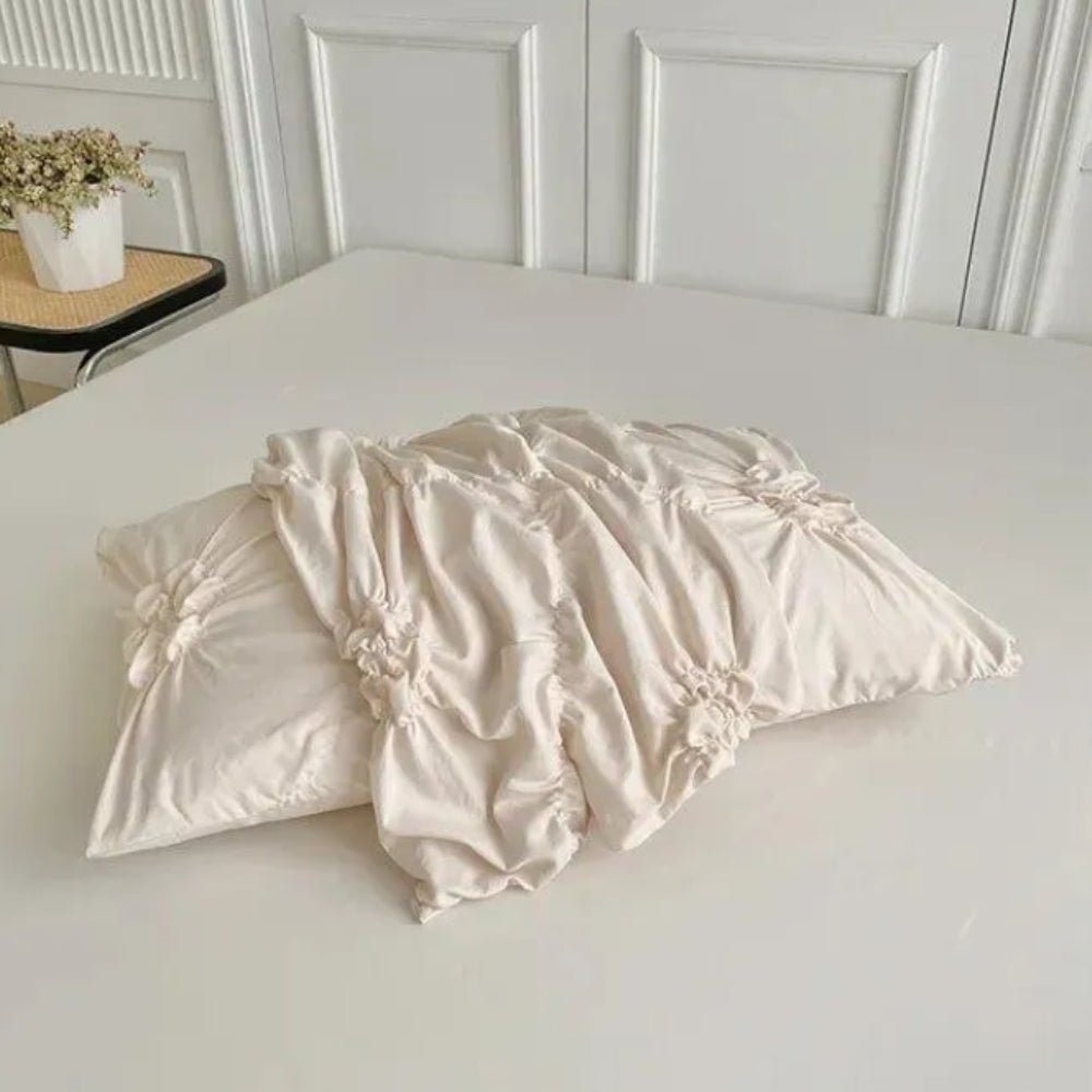 Ruffle Flower Quilt Cover Set - Pinch-Pleated Design